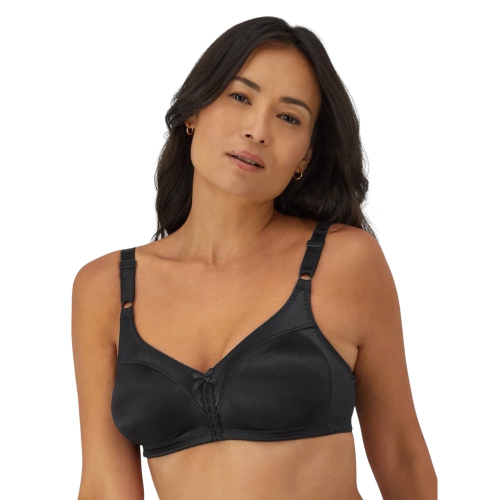 Bali Double Support Wireless Bra Black 40D Satin Non-Wired 3820